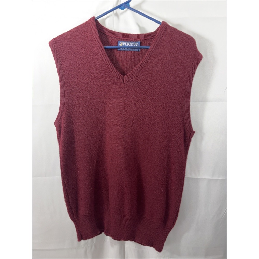 Puritan vintage made in the usa maroon sweater vest mens‎ Size Medium Grandpa